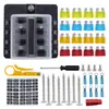 Caja de Fusibles de Hoja de 6, 8, 10, 12 Vías con Indicador LED Rojo Juego de Soportes para Fusibles