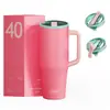 Taza de coche de acero inoxidable de 40 oz transfronteriza, taza de coche aislada de gran capacidad con bloqueo de color, taza conservadora de frío 304, taza para café de infusión en frío