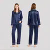 Pijama feminino para casa, conjunto de calça e blusa de manga longa, pijama de seda popular de alta qualidade para comércio exterior de verão