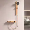 Juego de ducha minimalista con elevador, acabado de níquel cepillado, que incluye un cabezal de ducha y un cabezal de ducha grande de alta presión para el baño