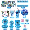 Decoración de Fiesta de Cumpleaños de Stitch Banderín Globo Inserto para Pastel Decoración de Fiesta de Stitch