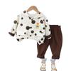 Traje de Primavera y Otoño para Niñas 2024 Nuevo Estilo Occidental Bebé Otoño Lunares con Capucha Cierre de Dos Piezas Ropa Infantil para Bebé a la Moda