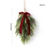 Nuevo árbol de Navidad invertido estilo americano pino de Norfolk corona navideña decoración de puerta principal con adorno colgante de lazo burdeos transfronterizo