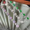 Pulseira de Calcedônia Branca Gelo Natural Prata 925 Banhada a Cobre Pulseira Verde Imperial Pulseira de Ágata Rosa Jade Presente