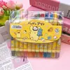 Crayones Giratorios de Dibujos Animados de 12 Colores, Crayones Cortos para Niños, Pinceles de Pintura, Pasteles al Óleo