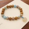 Nueva pulsera de piedra Shoushan natural de estilo chino, coral, jade, pulsera de anillo único, diseño de nicho con cuentas de color en contraste, joyería retro para mujer