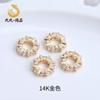 Anillo de Zirconia Diamante Microincrustado Chapado en Oro de 18 Quilates Borde Espaciadores de Agujero Grande Cuentas para Pulsera DIY Cuentas de Rueda Materiales para Ensartar Cuentas Accesorios