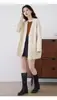 Casaco de tricô versátil, estilo coreano, com caimento solto, para mulheres, plus size, de comprimento médio, para outono e inverno
