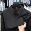 Camisa polo de manga larga para hombre de alto volumen para comercio exterior transfronterizo, con cuello camisero, transpirable, ropa casual de negocios para hombre, color liso, adecuada para papás