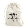 Bolsa de Tela con Cordón Temática de Boda Transfronteriza Bolsa con Cordón Patrón Feliz Boda/Sr y Sra