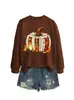 Amazon Wish sitio independiente divertido moda retro mujer libro calabaza hoja de arce avellana vela sudadera transfronterizo
