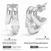 Brincos Yuhui de Aço Inoxidável Titanium Transfronteiriços Irregulares em Forma de C Geométricos Zircônia Incrustada Aço Inoxidável Banhado a Ouro Real com Proteção de Cor