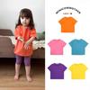 Ropa Infantil de Algodón Puro para Niñas y Niños, Camisetas de Manga Corta de Verano con Estilo, Pijamas Infantiles de Color Sólido Clase A