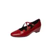 Zapatos Mary Jane de estilo literario francés con plataforma interior, piel genuina, diseño de tira cruzada, tacón medio, punta redonda, para mujer, otoño 2026