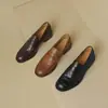 Mocassins de Couro Integral Estilo Britânico, Novo Modelo para o Festival da Primavera de 2026, Sapatos Casuais de Couro Planos com Corte Profundo para Mulheres