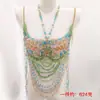 Cadena para el Cuerpo de Perlas Hecha a Mano Transfronteriza Europea y Americana para Aliexpress Top Halter Ropa de Abrigo Discoteca Transmisión en Vivo Ropa de Chica Popular