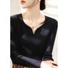 Suéter de Punto Blanco de Manga Larga para Mujer, Top Interior de Capa para Primavera Ajustado, Elegante Suéter de Cuello en V con Cuello Semi Alto A5584