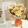 Ramo de hilo de ganchillo hecho a mano de tulipanes transfronterizo, flores de cosmos tejidas, rosas artificiales, regalo de recuerdo para el Día de San Valentín