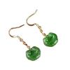 Brincos de gancho de orelha naturais Hotan Jasper Ruyi Original DIY Feminino Simples e elegante