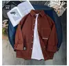 Camisa casual de manga larga suelta y cómoda, moda casual estilo Hong Kong para hombre de otoño, camisa de trabajo personalizada con estampado de moda