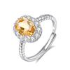 [Joyas Huikai] Anillo de Piedra Natural Plata de Ley S925 Incrustado con Piedra de Cristal Fuente de Joyería Venta al por Mayor en Stock
