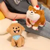 Lindo peluche de cachorro de mascota, tamaño pequeño de dibujos animados con atuendos y bufanda intercambiables, Husky, Bichón, Shiba Inu, juguete de peluche, regalo