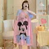 Pijama de Seda de Leche Pijama de Manga Corta Camisón de Mujer Verano Holgado Tallas Grandes Dibujos Animados Lindos Ropa para el Hogar