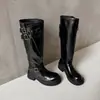 Botas de caballero frías de moda estilo británico con pliegues de 5,5 cm, nuevo modelo otoño e invierno 2026, punta redonda, tacón grueso, botas largas hasta la rodilla