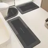 Alfombra de Diatomeas Minimalista de Lujo Ligero Transfronteriza para Baño Absorbente de Agua Secado Rápido Juego de Tres Piezas Alfombrilla para Inodoro en Forma de U Felpudo