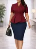 D3363 Ropa para Mujer Tallas Grandes 2026 Nuevo Verano Manga Corta Volantes Elegante Bloques de Color Ajustado Vestido Africano