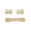 Corona Dental de Cobre Chapada en Oro de Alta Gama con Microincrustaciones de Circonita, Estilo Callejero Europeo y Americano, Diente de Oro Individual Personalizado con Forma de Cruz y Diamantes Completos