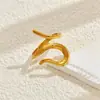 Venta caliente transfronteriza estilo ins moda anillo de acero inoxidable diseño de línea apertura ajustable anillo chapado en oro de 18K venta al por mayor