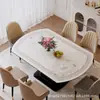 Tapete de mesa redondo dobrável de couro vintage de luxo, tapete de mesa de jantar oval, tapete de mesa de sala de estar, toalha de mesa à prova d'água e à prova de óleo, personalizável