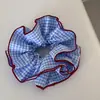 Conjunto de scrunchies estilo coreano, elásticos de cabelo xadrez frescos e simples, scrunchies elegantes e minimalistas para mulheres, acessórios de cabelo de alta qualidade