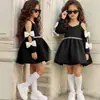 Vestido infantil transfronteiriço nova roupa infantil meninas laço ciano ombro a ombro vestido formal vestido de princesa vestido de banquete