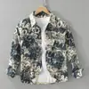 7388 Camisa de Manga Larga Estampada de Moda Estilo Japonés Moda Masculina Casual Versátil Artístico Holgado Superior Venta al por Mayor