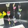 Estilo Femenino Cortina de Puerta con Lazo Dormitorio Sala de Estar Cortina Divisoria Ventana Decoración de Fiesta Cortina de Flor con Cuentas de Mariposa Transfronteriza