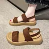 Nuevas Sandalias de Plataforma Gruesa para Aumentar la Altura para Mujeres Verano 2026, de Moda y Elegantes, Sandalias Romanas de Punta Abierta para Playa para Personas Bajitas
