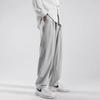 Pantalones drapeados de seda helada para hombre, de verano, finos, anchos, rectos, sueltos, para jóvenes, transpirables, casuales, de marca de moda, pantalones deportivos para hombre