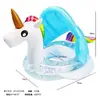 Parasol de Unicornio con Lentejuelas Asiento Flamenco Flotador para Bebé con Toldo Flotador Antivuelco para Bebé