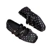 Zapatos Planos de Ballet Estilo Hada Dulce Otoño 2026 Lazo Aumenta Altura Mary Jane con Tira Cruzada Lunares