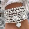 Europa y Estados Unidos transfronterizo nuevo colgante de amor totalmente gestionado pulsera de cuentas pulsera elástica plegable simple