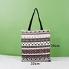 Bolsa tote de lona com estampa étnica feita sob medida, grande capacidade, bolsa de mão feminina, design estampado, alça de ombro espessa, sacola de compras