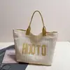 Bolsa de mão grande estilo coreano para mulheres, nova coleção de verão 2026, moderna e estilosa, bolsa de ombro de grande capacidade, design moderno com estampa de letras