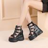 Sandalias Romanas y Botas de Nuevo Estilo para Mujer, Aumento de Altura de 14 cm, Populares Sandalias de Plataforma de Tacón Alto Peep-Toe con Suelas Gruesas y Diseño Hueco