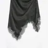 Vestido Corto Sexy Estilo Lencería de Encaje Europeo y Americano con Tirantes Finos y Cintura Fruncida Delgado