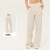 Calça feminina casual de alta qualidade, com forro de fleece térmico, corte solto, perna reta e larga, calça longa quente e que retém o calor para yoga e fitness