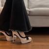 Tacones Altos Impermeables para Mujer Tacones de Aguja Nuevos Primavera y Otoño 2025 Lazo Francés Hada Pasarela Discoteca Zapatos Sexy