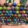 Cuentas de Piedra Multicolor Salpicada Redondas de 4/6/8/10 mm Accesorios para Joyería DIY Fabricación de Pulseras Productos Semi-Terminados Venta al por Mayor