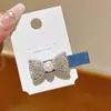 Elegante Pinza para el Cabello con Lazo de Pedrería Brillante para Mujer, Pinza Dulce y Delicada para Flequillo Lateral, Pinza de Mezclilla, Accesorio para el Cabello